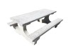 Set Masa si Banci Marmura Alba Slefuita Elena 190cm, Mobilier Stradal Elegant si Durabil, 650kg
