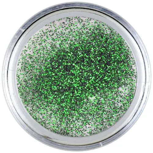 Pudră acril albă cu sclipici verde Inginails 7g - sclipici verde