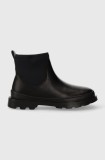 Camper ghete chelsea de piele Brutus femei, culoarea negru, cu toc plat, K400698.001