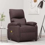 vidaXL Fotoliu de masaj, maro &icirc;nchis, material textil