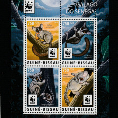Guinea Bissau 2015-WWF,Fauna,Galago do Senegal,bloc 4 val.,MNH,Mi.8278-8281 KB I
