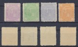 ROMANIA 1894 Carol I - Cifra &icirc;n 4 colturi - serie de patru timbre nestampilate MNH cu filigran PR