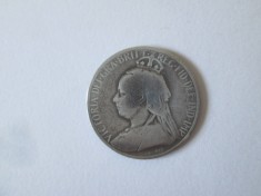 Rara! Cipru 4 1/2 Piastres 1901 argint regina Victoria,diametrul=19 mm,greutate=2.70 grame