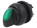Comutator rotativ 22mm verde