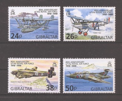 Gibraltar 1998 - Cea de-a 80-a aniversare a Royal Air Force, MNH foto