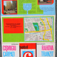 Hoteluri si Restaurante Capitol Bucuresti1970.Reclama turistica cu harta.Rara