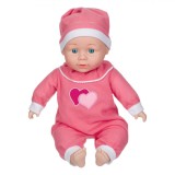 Păpușă Bebe, Model Fucsia, 36cm, Corp Moale, Broderie Inimioare, Oem