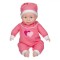 Păpușă Bebe, Model Fucsia, 36cm, Corp Moale, Broderie Inimioare