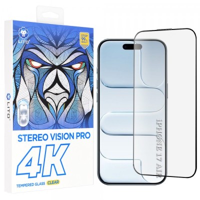 Folie de protectie Ecran Lito D+ Max 4K pentru Apple iPhone 17 Air, Sticla Securizata, Full Glue, Neagra foto