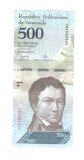 Bancnota Venezuela 500 bolivares 23 martie 2017, aUNC