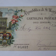 Carte poștala litografie ediție limitată Republica San Marino 1894