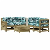 Set mobilier de gradina cu perne, 5 piese, lemn de pin tratat