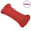 VidaXL Fr&acirc;nghie de barcă, roșu, 5 mm, 100 m, polipropilenă