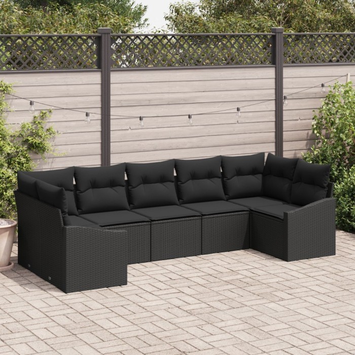 Gossi set canapea de gradina cu 7 piese si perne negru poliratan