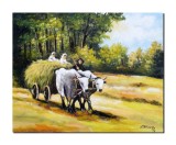 Cumpara ieftin Tablou celebru Carul cu boi pictat manual, 50x40cm ulei panza, reproducere Nicolae Grigorescu, Constantin Feraru