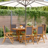 Gossi scaune de gradina rabatabile 6 buc., textil antracit/lemn masiv
