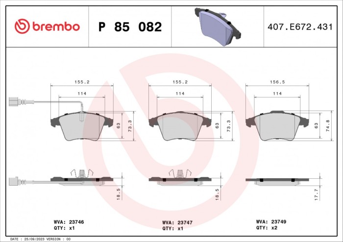 BREMBO P 85 082 PRIME LINE set placute frana disc