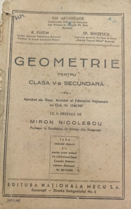 GEOMETRIE PENTRU CLASA A VI A SECUNDARA ARGHIRIADE