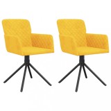 Cumpara ieftin Scaune de bucatarie pivotante, 2 buc., galben, catifea