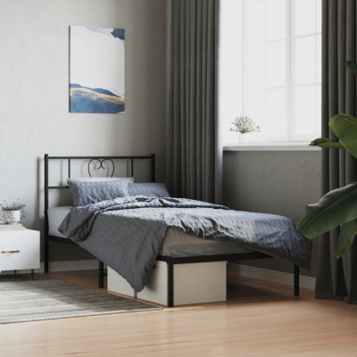 Cadru de pat din metal cu tablie, negru, 100x200 cm GartenMobel Dekor foto