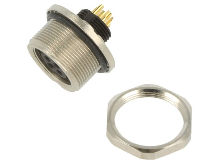Conector M9 mamă aurit, 4 pini