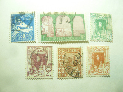 Serie mica Algeria colonie franceza 1926 , 6 valori stampilate foto