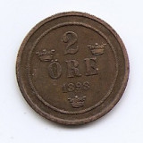 Suedia 2 Ore 1898 - Oscar II (litere mari) Bronz, 21 mm KM-746