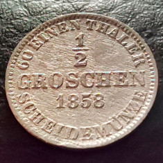 GERMANIA - HANNOVER (HANOVRA) - 1/2 Groschen 1858 B - Georg V - Argint