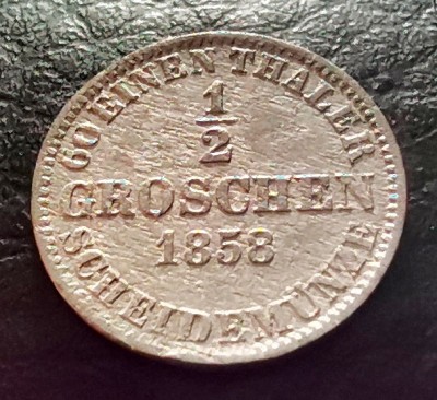 GERMANIA - HANNOVER (HANOVRA) - 1/2 Groschen 1858 B - Georg V - Argint foto