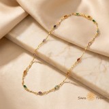 Colier Curcubeu Regal , Colier placat cu 3 straturi de aur 18K Brazilia, cu stanta, 50 cm