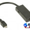 Cablu adaptor MHL tata - HDMI mama + micro USB B mama 0.2 metri, negru
