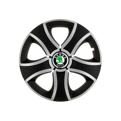 Set 4 Capace Roti 15 inchi (R15) Bis Gri-Negru, Compatibile Cu Skoda foto