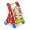 Premergator Antemergator Montessori Viga Lemn, Activitati Multiple: Sortator, Margele, Roti Dintate, Ferma, Rosu, 1+ An