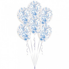 Baloane + confetti albastre 28 cm set 6 buc foto