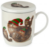 Cana cu infuzor si capac - Kim Haskins Elf Cats - Xmas