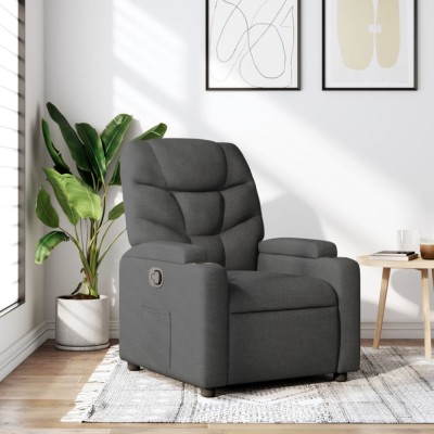 Fotoliu rabatabil, gri &amp;icirc;nchis, material textil foto