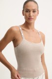 Juicy Couture maiou de pijama ELINA RIB VELOUR TOP culoarea bej, JCLCT125501