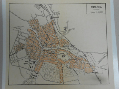 Harta Oradea 1920, 17x18 cm, scara 1:30.000, stare perfecta foto