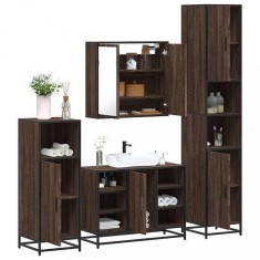 vidaXL Set de mobilier de baie din 4 piese din lemn de stejar maro 3301214