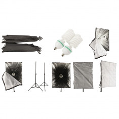 Kit lumina studio foto cu 2 x softbox si 2 x difuzor cu masca, FST