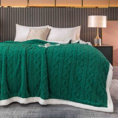 Patura cocolino 200x230cm,tip tricotaj cu blanita,verde-F033
