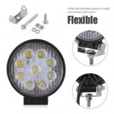 Proiector LED Auto 27W, 6000K-6500K, 12V/24V, Rotund, Offroad, Lampa de Lucru, Rezistent Apa, Socuri, Vibratii