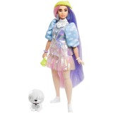 Papusa Barbie Extra Style - Beanie, cu rochie stralucitoare, Mattel
