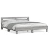 Cadru Pat Gossi 200x200 cm, Lemn Prelucrat, Gri Sonoma, Tablie Inclusa