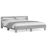 vidaXL Cadru de pat cu tăblie gri sonoma 200x200 cm lemn prelucrat