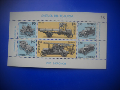 HOPCT TIMBRE SUEDIA MNH 1030 ISTORIA AUTOMOBILULUI -6 VALORI 1980-NESTAMPILAT foto