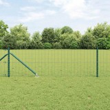Gard Euro cu 13 țevi &icirc;nfipte 0.6x25 m Oțel galvanizat Verde