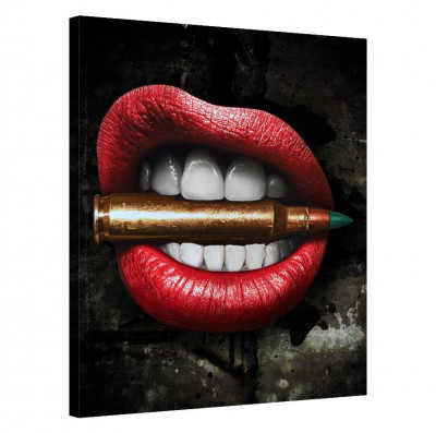 Tablou Canvas, Tablofy, Bullet Bite Lips, Printat Digital, 50 &amp;times; 70 cm foto
