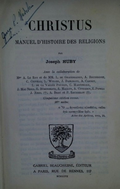 Christus : manuel d&#039;histoire des religions / Joseph Huby