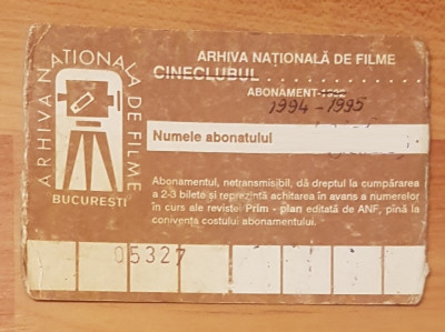 Abonament Cinemateca 1994-1995 (Arhiva nationala de filme) foto